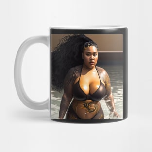 Summer Vibes, Curvy Summer, Curvy and Beautiful Superwoman, Swimmer Athlete. Female are strong. Sticker Mug